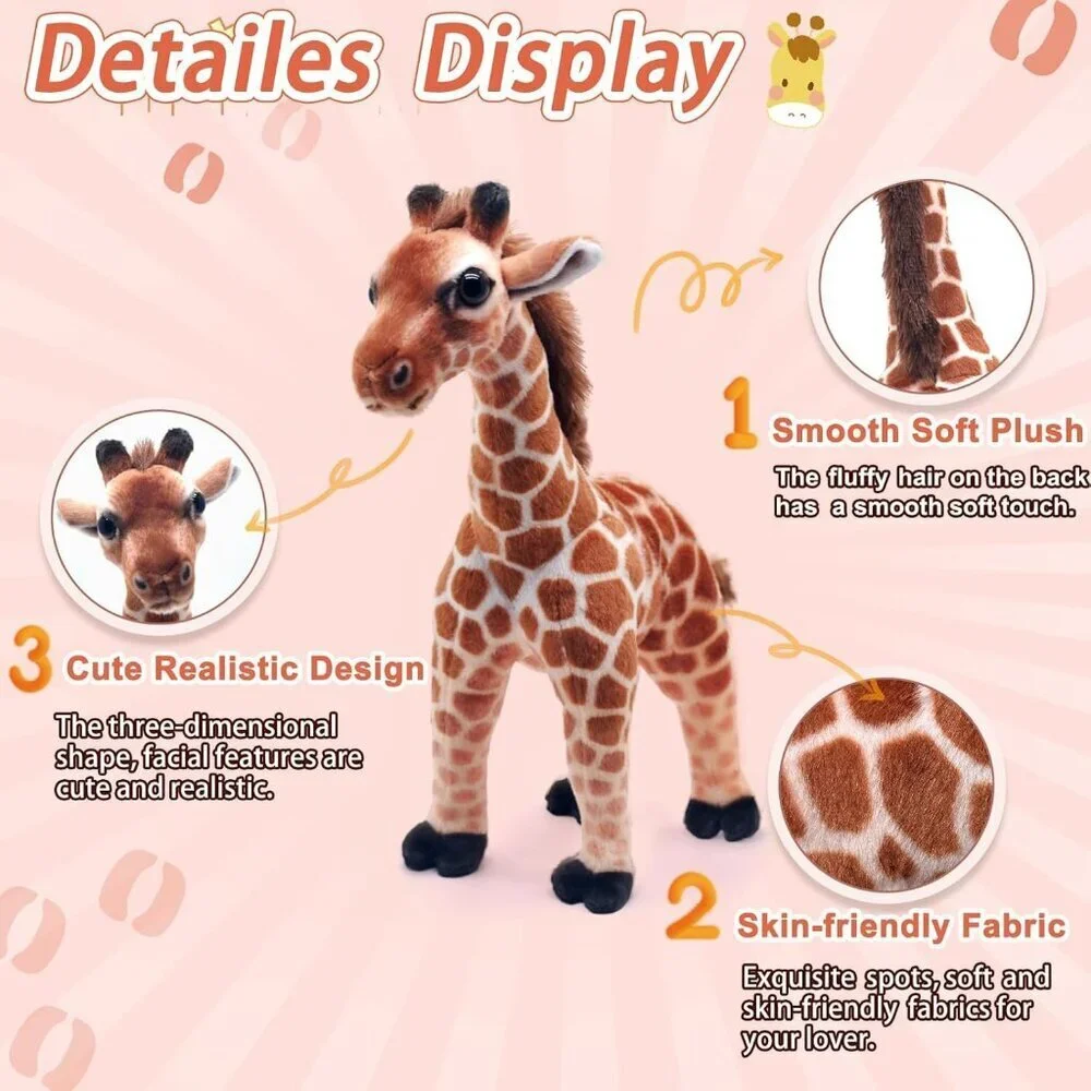 14'' Lifelike Stuffed Giraffe Doll, Cute Soft Stuffed Animals Plushies Toys